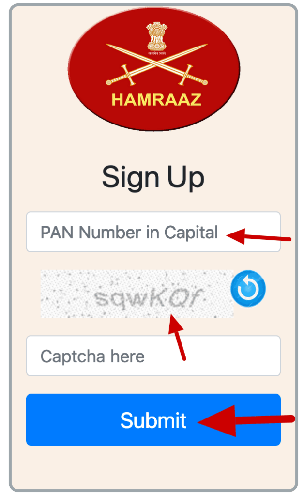 Hamraaz SignUP Page