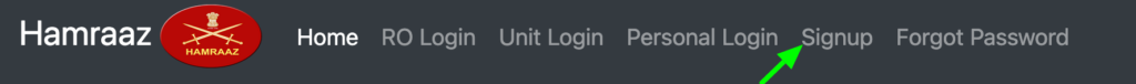 Hamraaz Web Sign Up